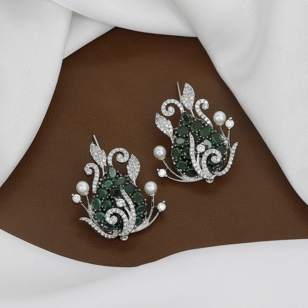 Elegant Sapphire & Diamond Cluster Earrings With Colors