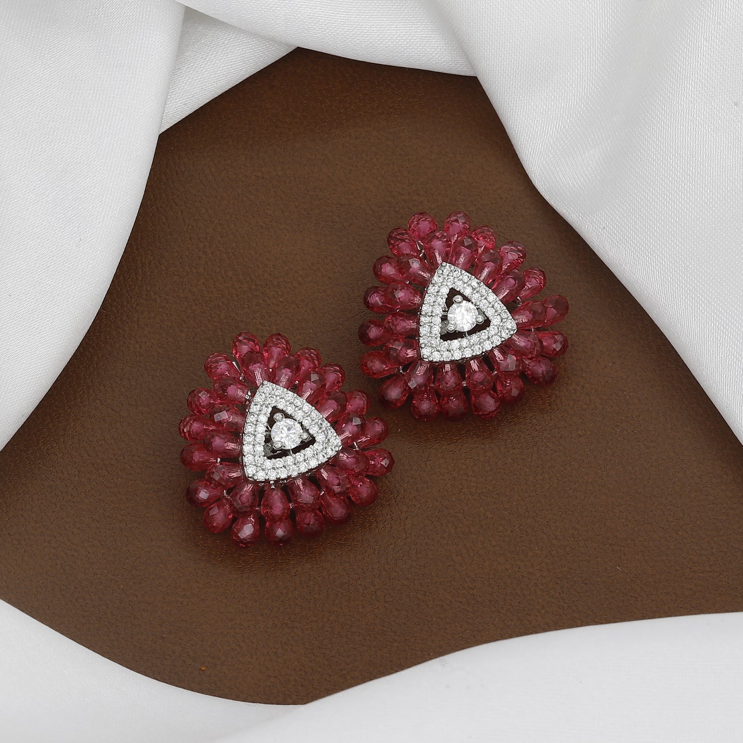 Geometric Triangle Stud Earrings With Colors