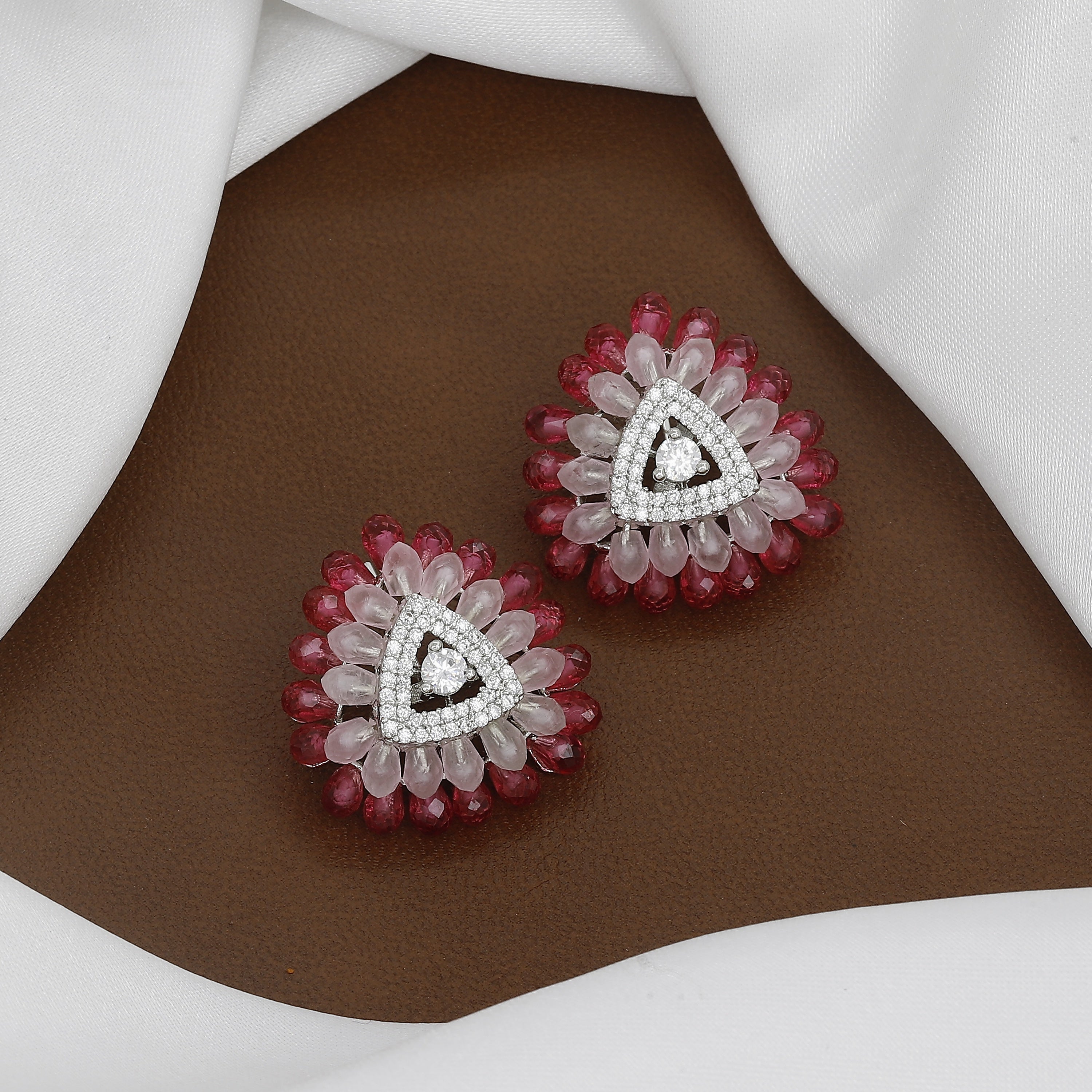 Geometric Triangle Stud Earrings With Colors