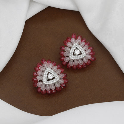 Geometric Triangle Stud Earrings With Colors