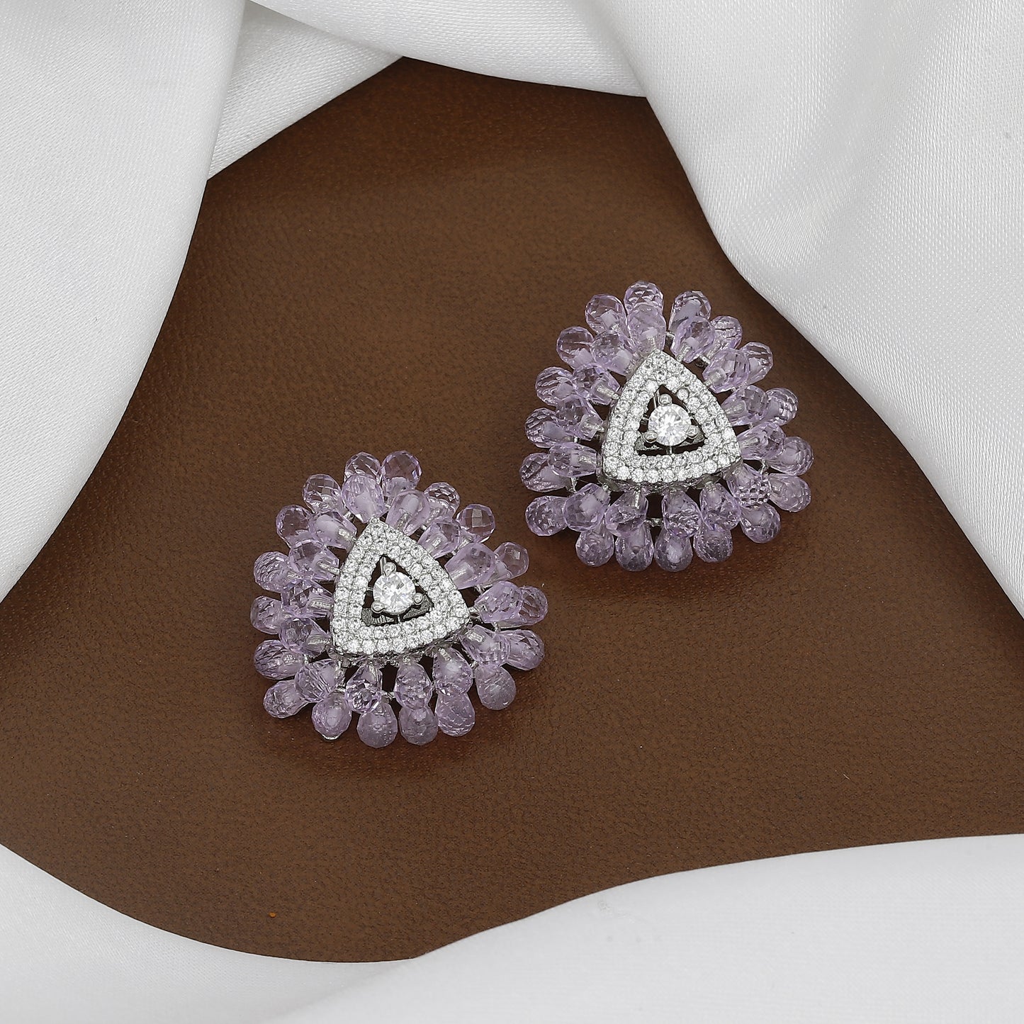 Geometric Triangle Stud Earrings With Colors