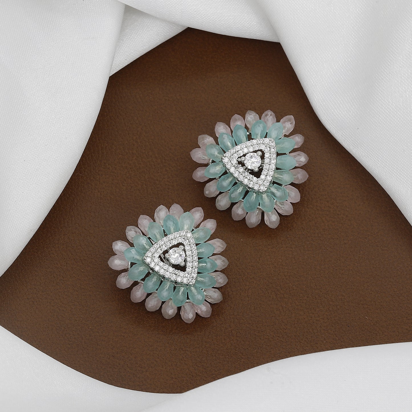 Geometric Triangle Stud Earrings With Colors