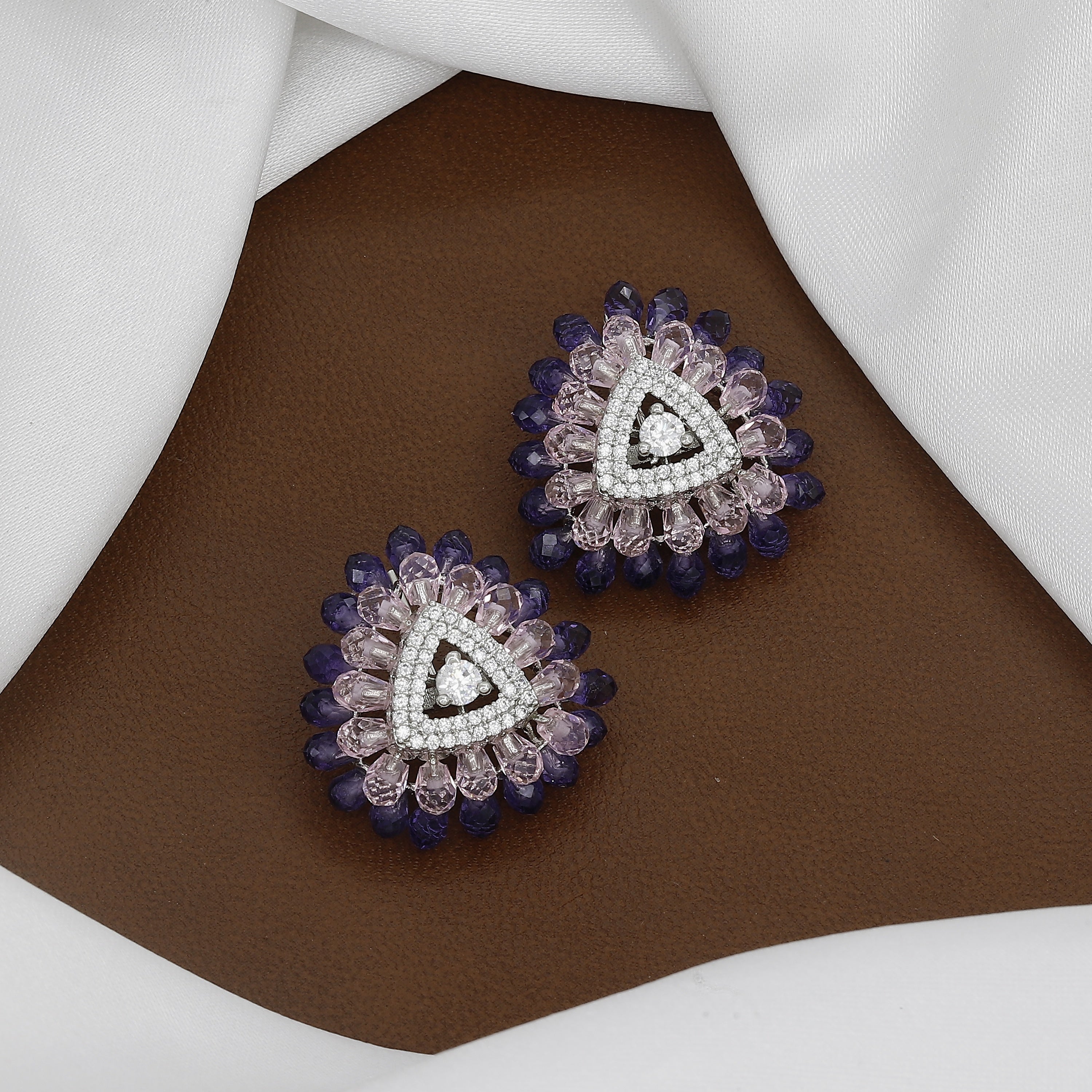 Geometric Triangle Stud Earrings With Colors