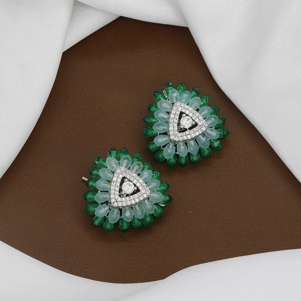 Geometric Triangle Stud Earrings With Colors