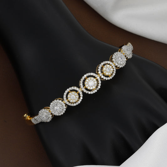 Stylish Gold-Toned Round Diamond Bangle Kada