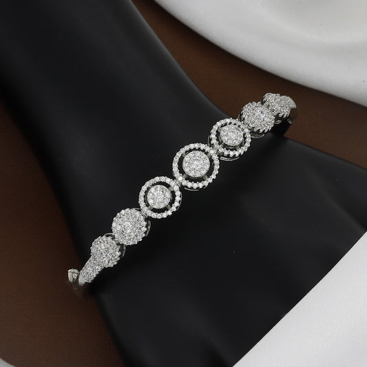 Stylish Silver-Toned Round Diamond Bangle Kada