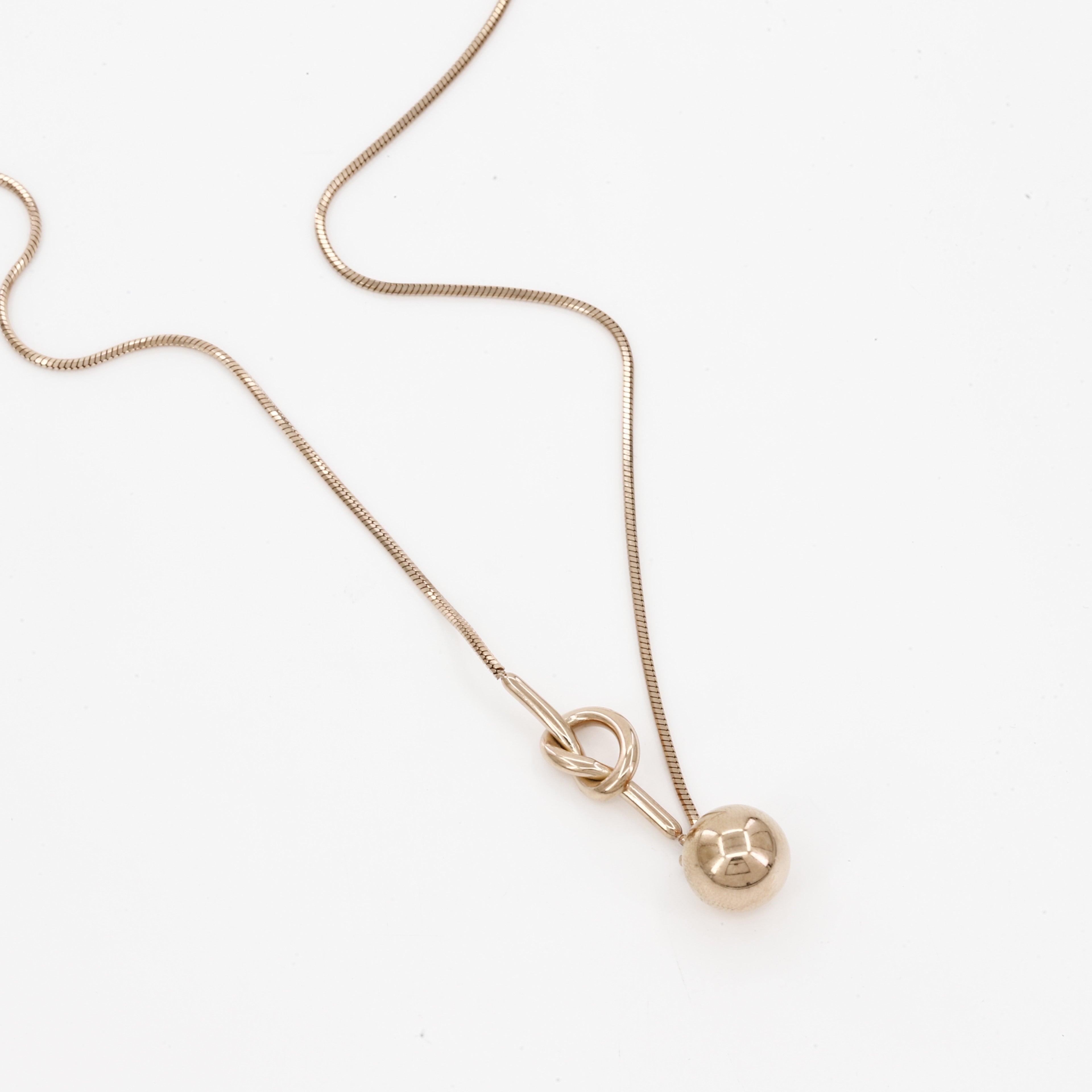 Gold-Tone Tie Knot & Polished Ball Lariat-Style Necklace