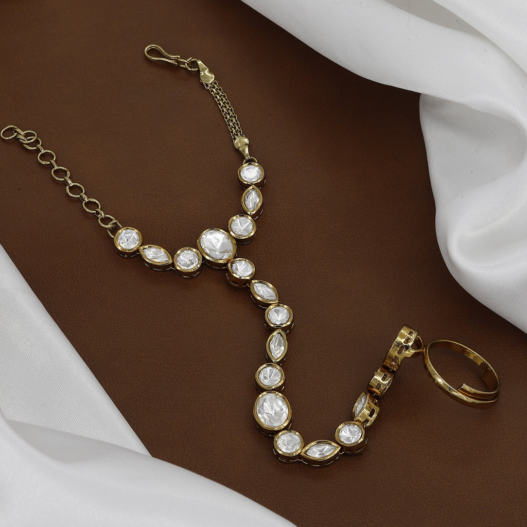 Mehndi Polished Authentic Polki & Kundan Hath Panja