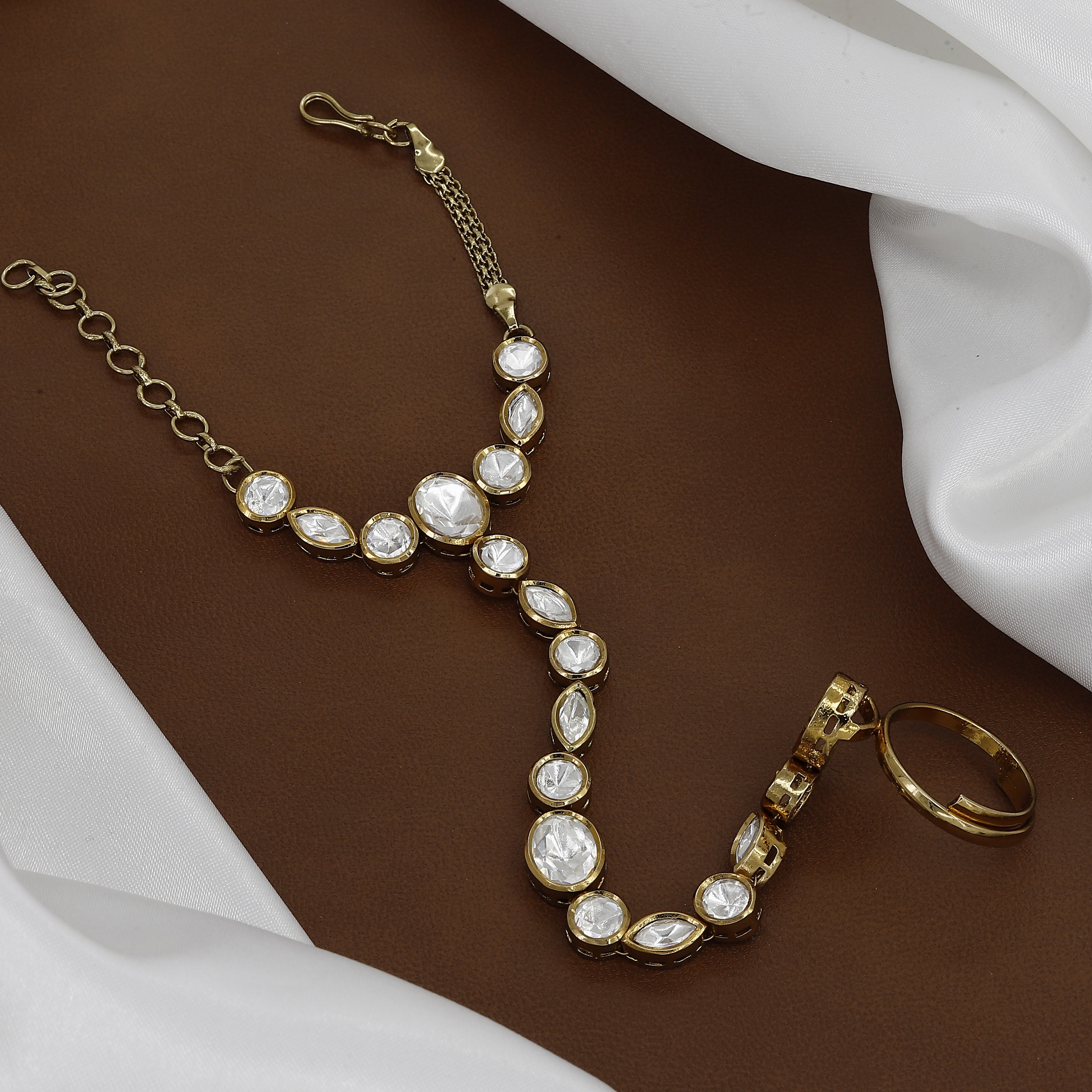 Mehndi Polished Authentic Polki & Kundan Hath Panja