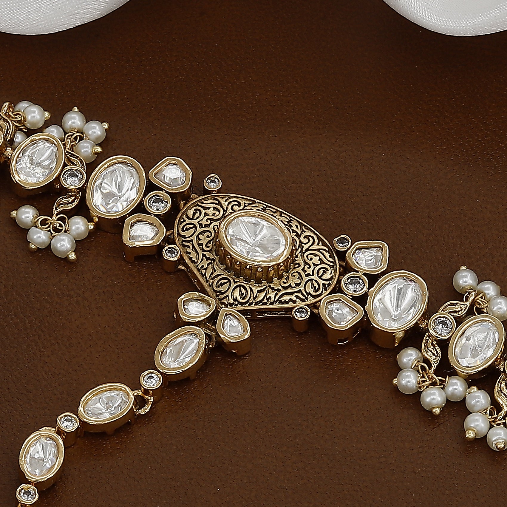 Vintage Polki Wedding Hathpanja with Pearls