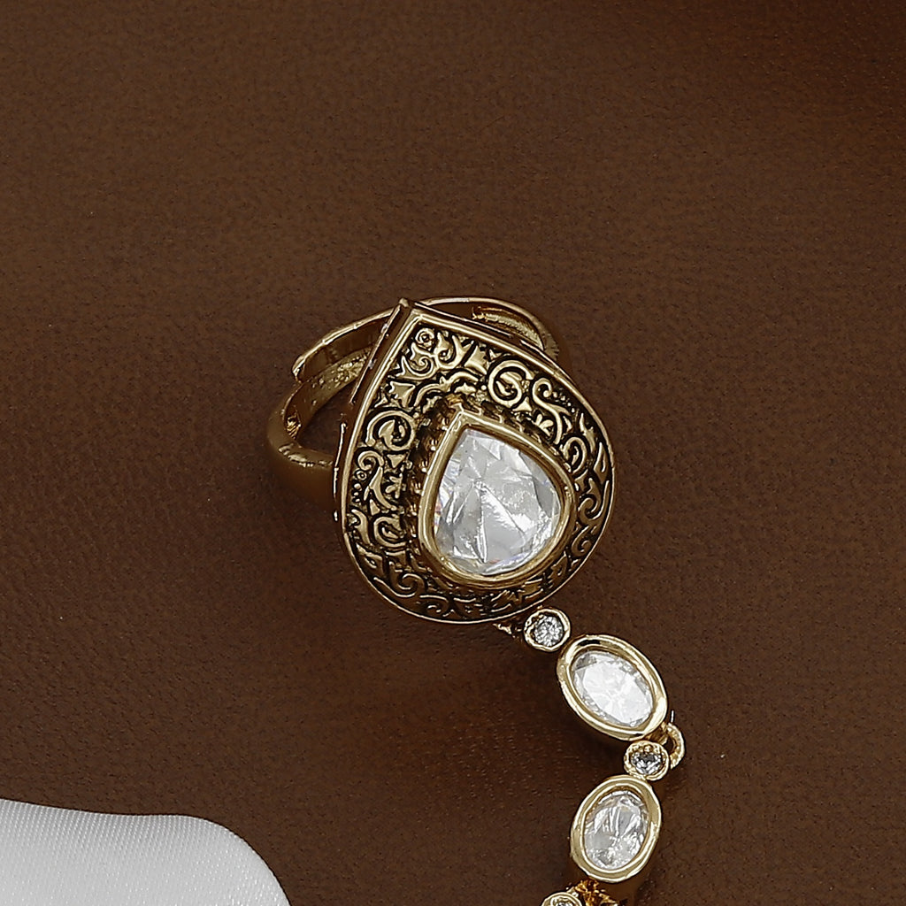 Vintage Polki Wedding Hathpanja with Pearls