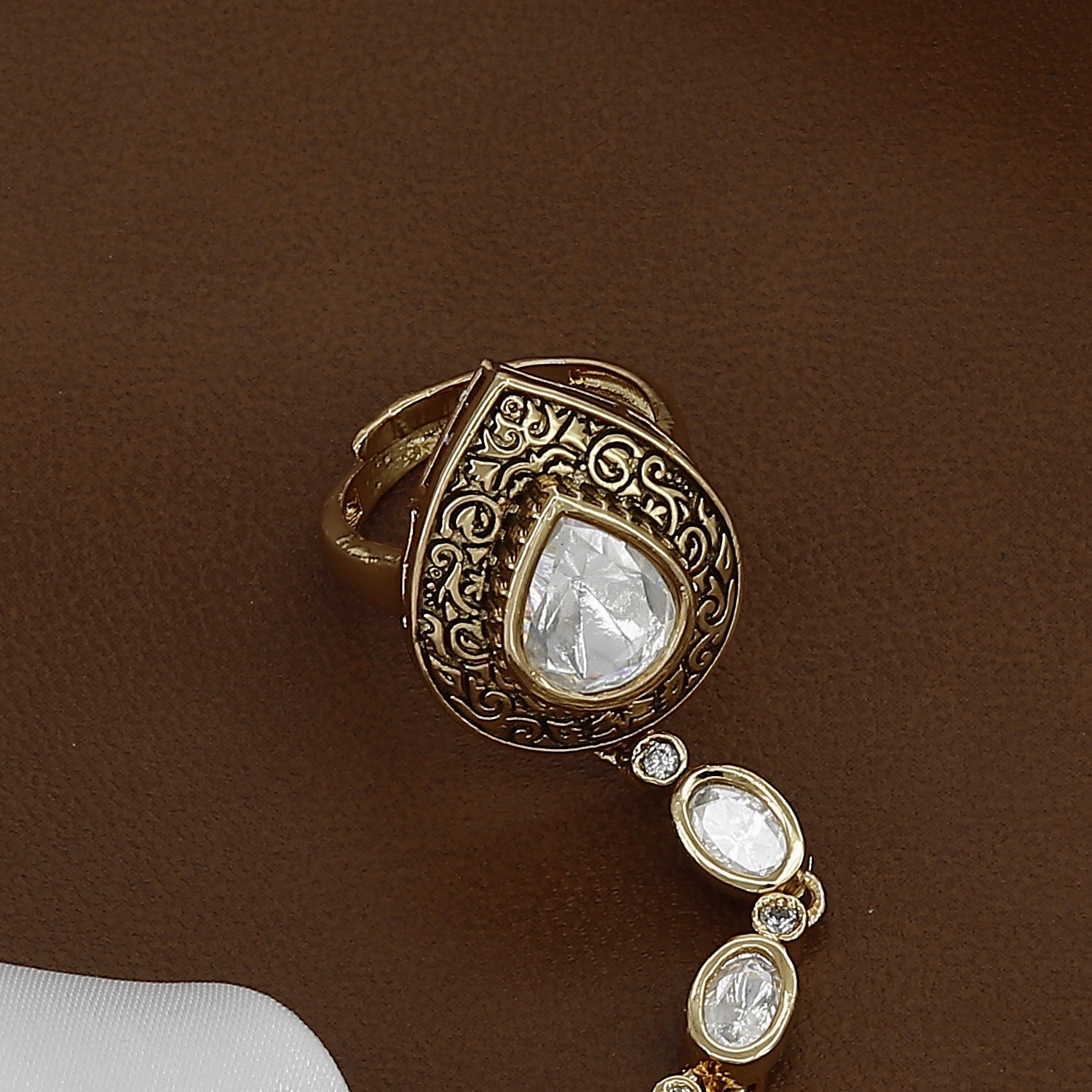 Vintage Polki Wedding Hathpanja with Pearls