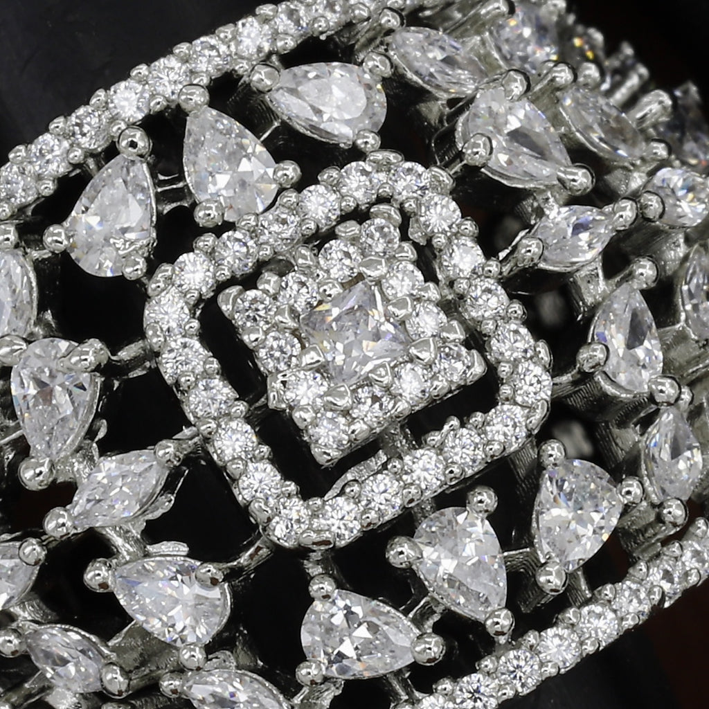 Luxury Silver Polished & Rhodium Plated Statement Ring (Copy)