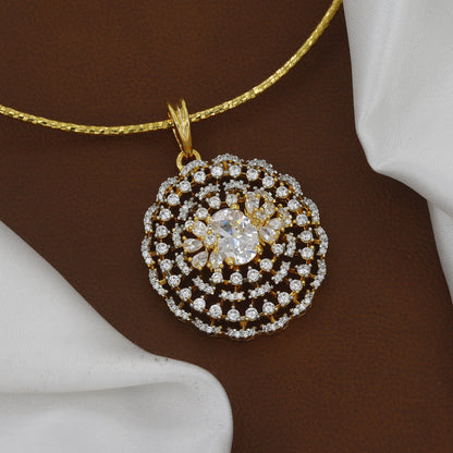 Round Halo CZ Pendant Set with Stud Earrings