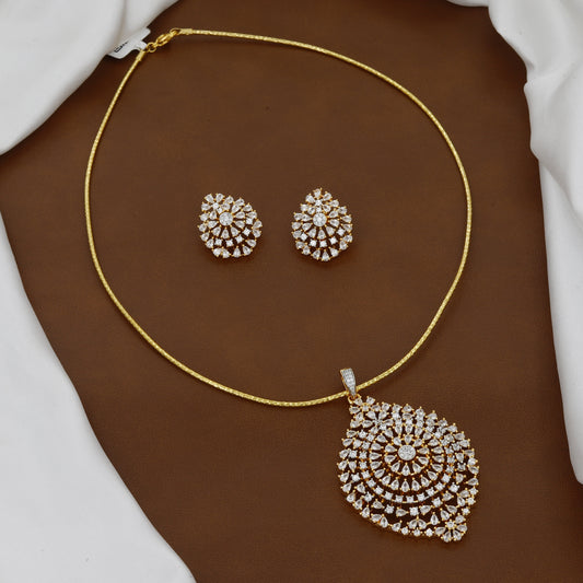 Grand Paisley/Teardrop CZ Diamond Pendant Set