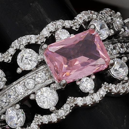 Vintage Inspired Pave Diamond Cocktail Free-Size Ring