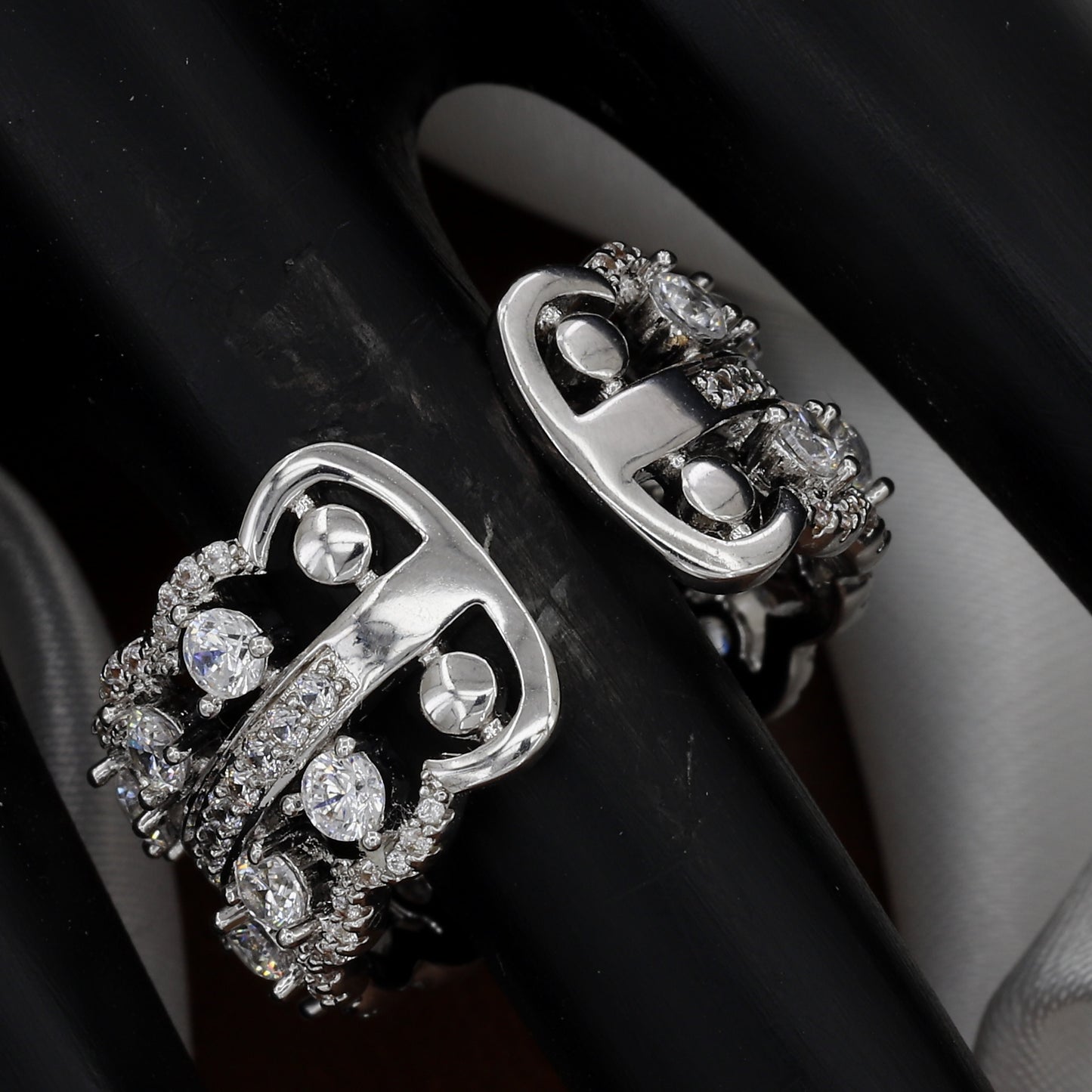 Vintage Inspired Pave Diamond Cocktail Free-Size Ring