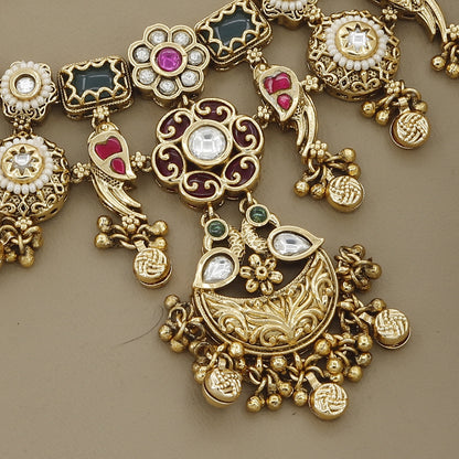 Kundan Meenakari Antique Wedding Necklace Set