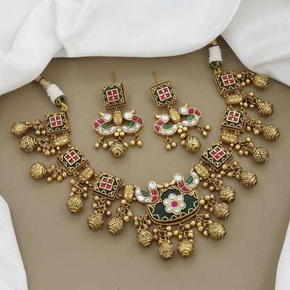 Traditional Antique Kundan Wedding Heavy Necklace Set