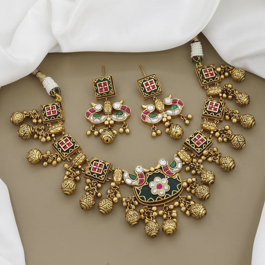Traditional Antique Kundan Wedding Heavy Necklace Set
