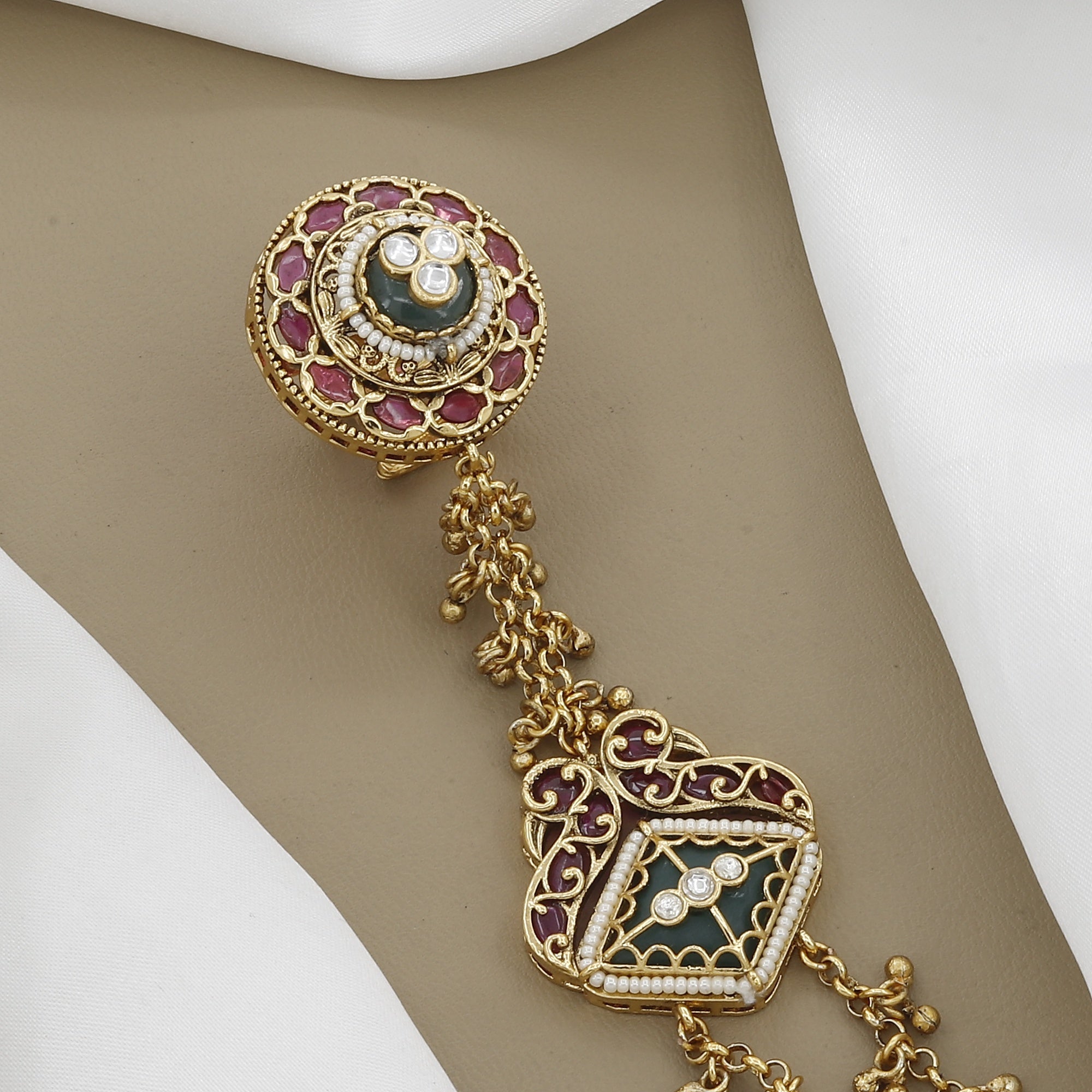 Bridal Haath Panja with Kemp Stones and Meenakari Work