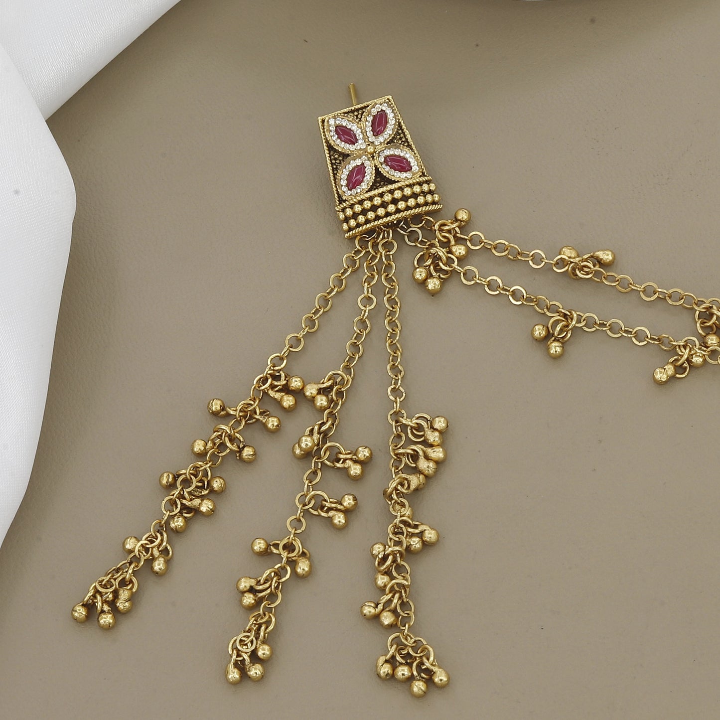 Kasmiri Antique/Temple Style Gold Toned Ear Chain