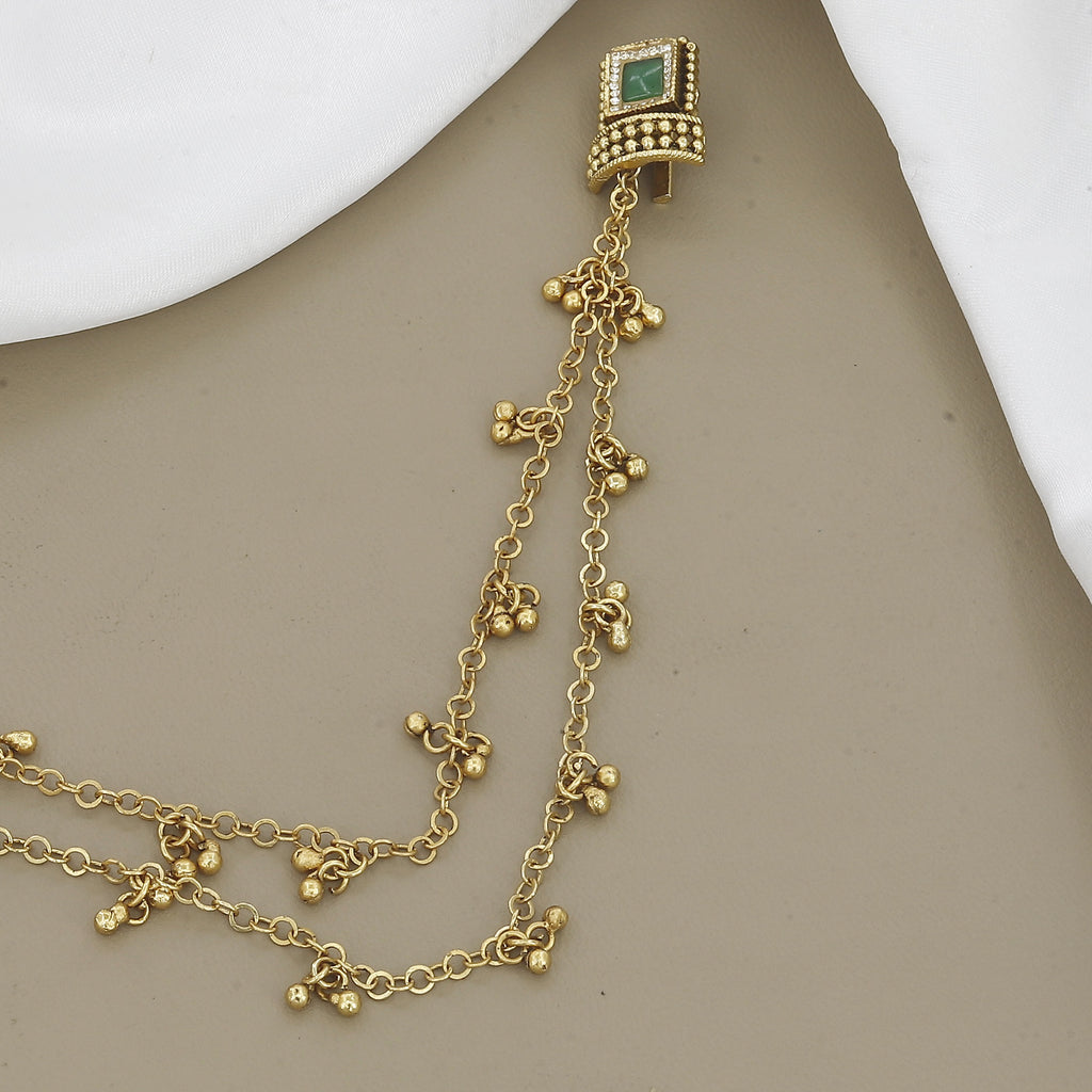 Kasmiri Antique/Temple Style Gold Toned Ear Chain