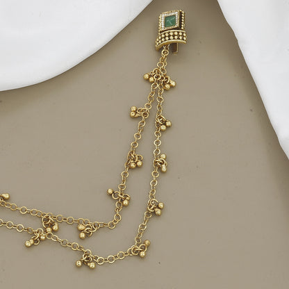 Kasmiri Antique/Temple Style Gold Toned Ear Chain