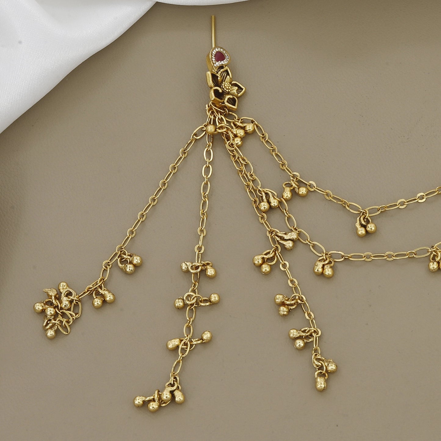 Gold Kasmiri Tone Traditional Jhumka/Kaan Chain - Indian/Bridal Ear Cuff Jewelry