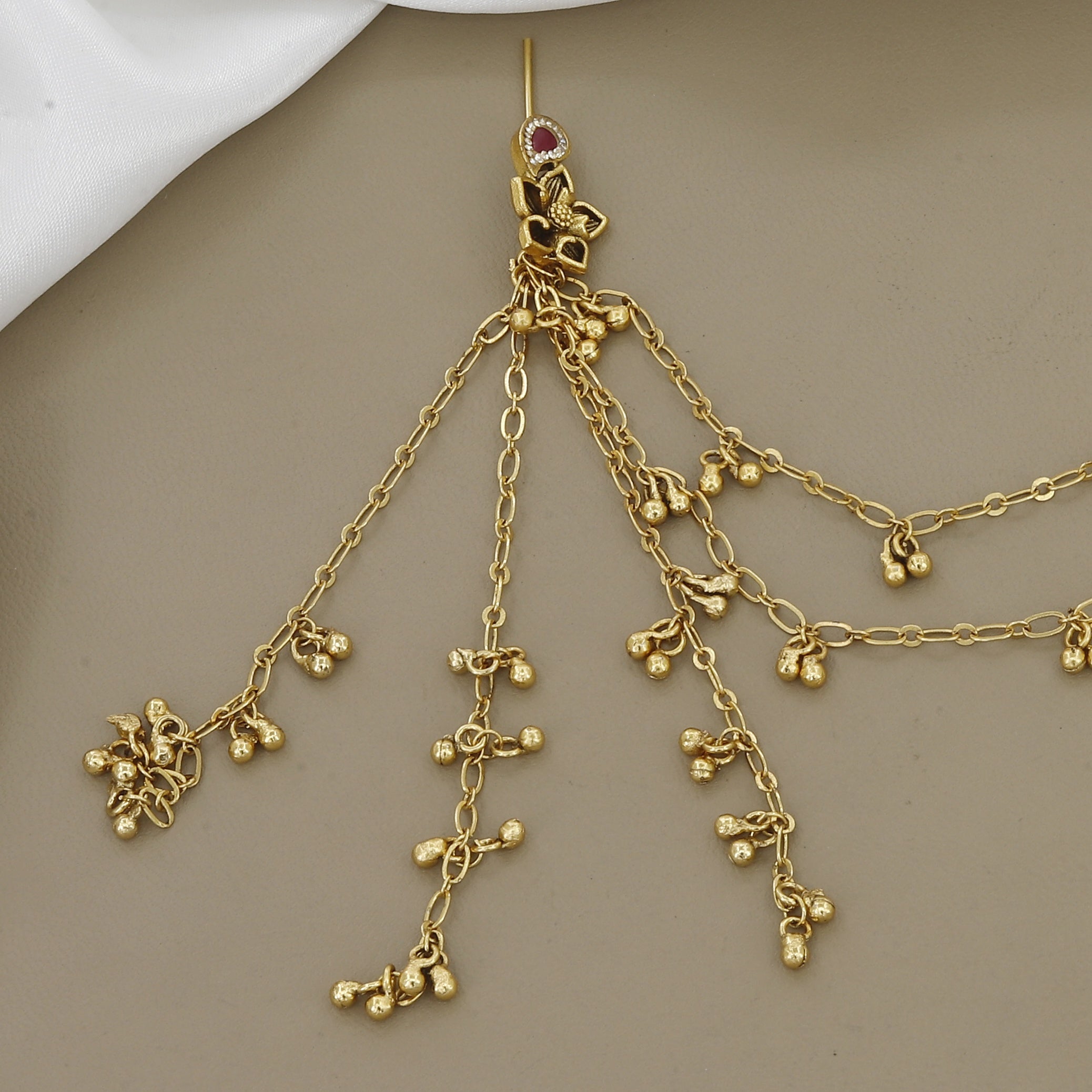 Gold Kasmiri Tone Traditional Jhumka/Kaan Chain - Indian/Bridal Ear Cuff Jewelry