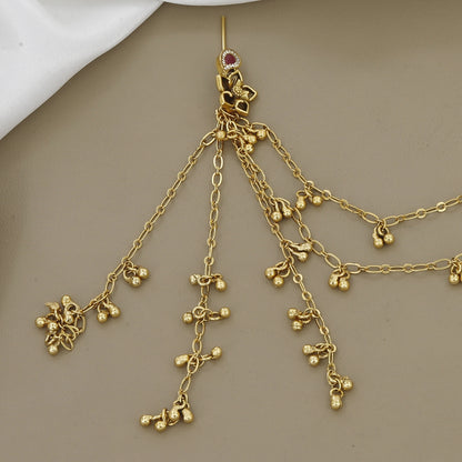 Gold Kasmiri Tone Traditional Jhumka/Kaan Chain - Indian/Bridal Ear Cuff Jewelry