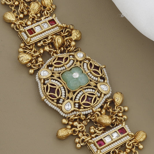 Traditional Antique Bracelet with Ruby & Mint Stone Center