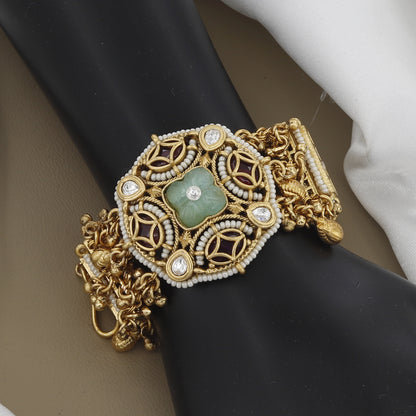 Traditional Antique Bracelet with Ruby & Mint Stone Center