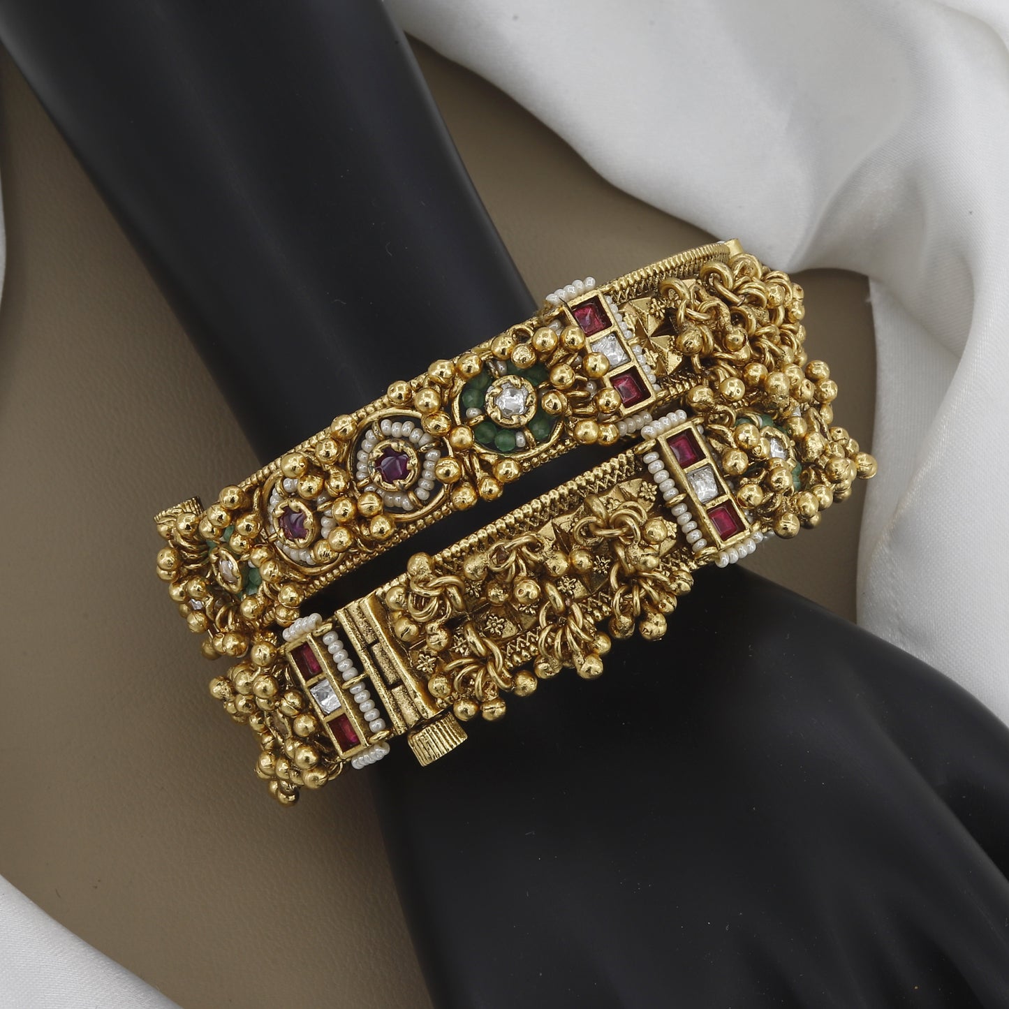 Traditional Beaded Designer Polki & Meenakari Patla Set