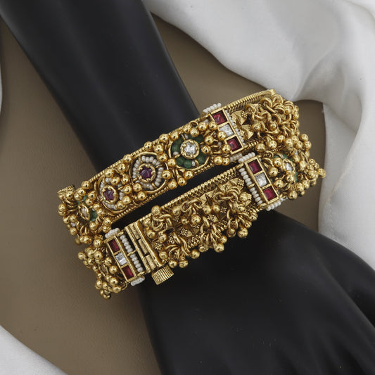 Traditional Beaded Designer Polki & Meenakari Patla Set