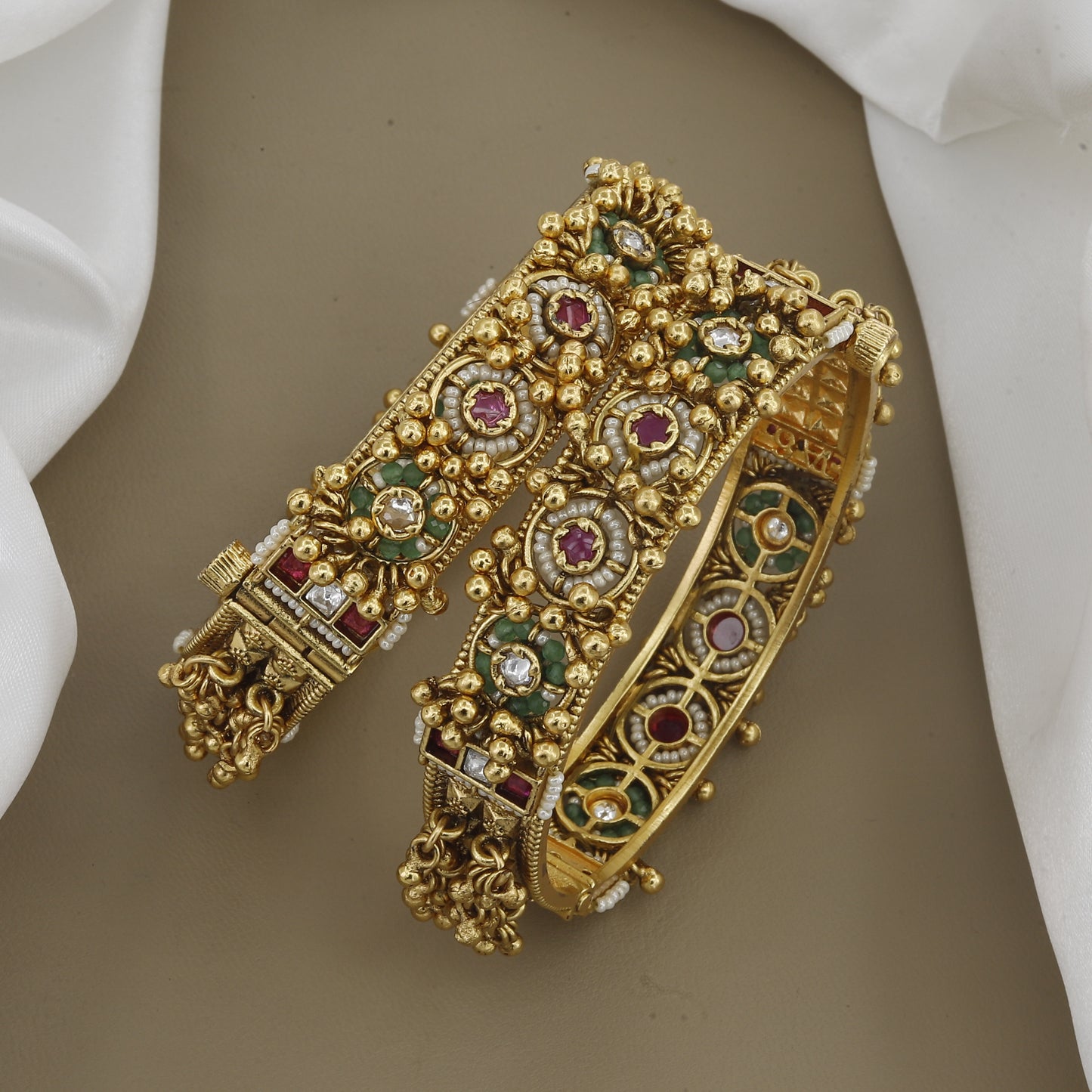 Traditional Beaded Designer Polki & Meenakari Patla Set