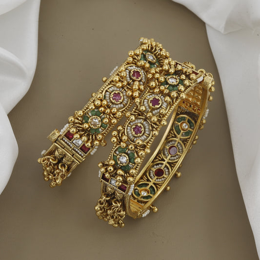 Traditional Beaded Designer Polki & Meenakari Patla Set