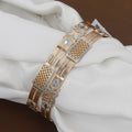 Dual-Tone Mesh & Rose Gold Modern Geometric Bangle Set