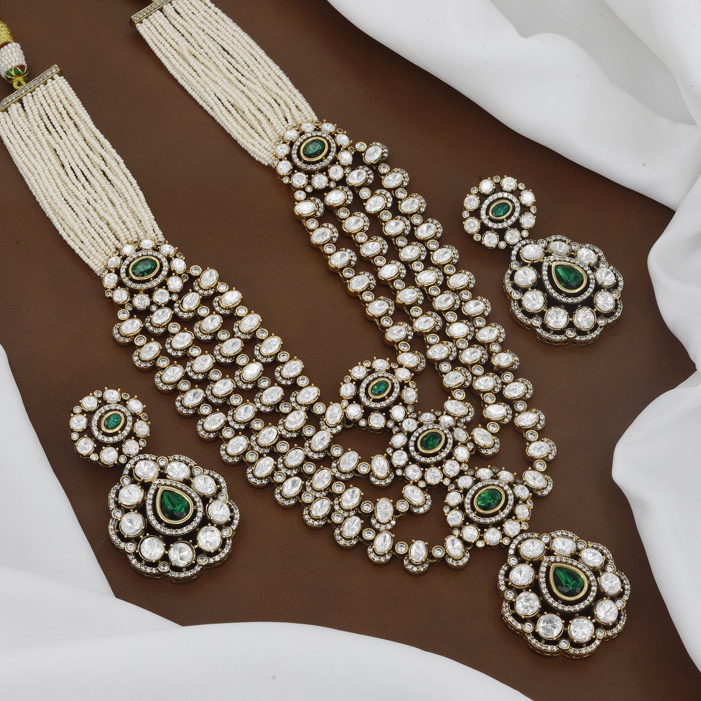 Victorian Polished Heavy Kundan Wedding Necklace Set