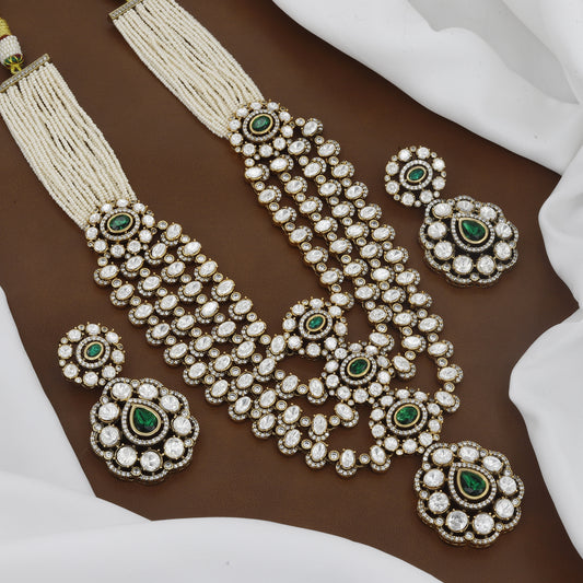 Victorian Polished Heavy Kundan Wedding Necklace Set