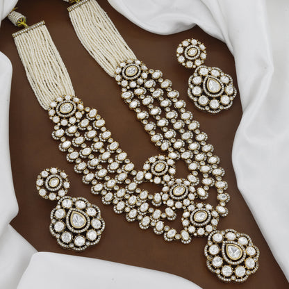 Victorian Polished Heavy Kundan Wedding Necklace Set