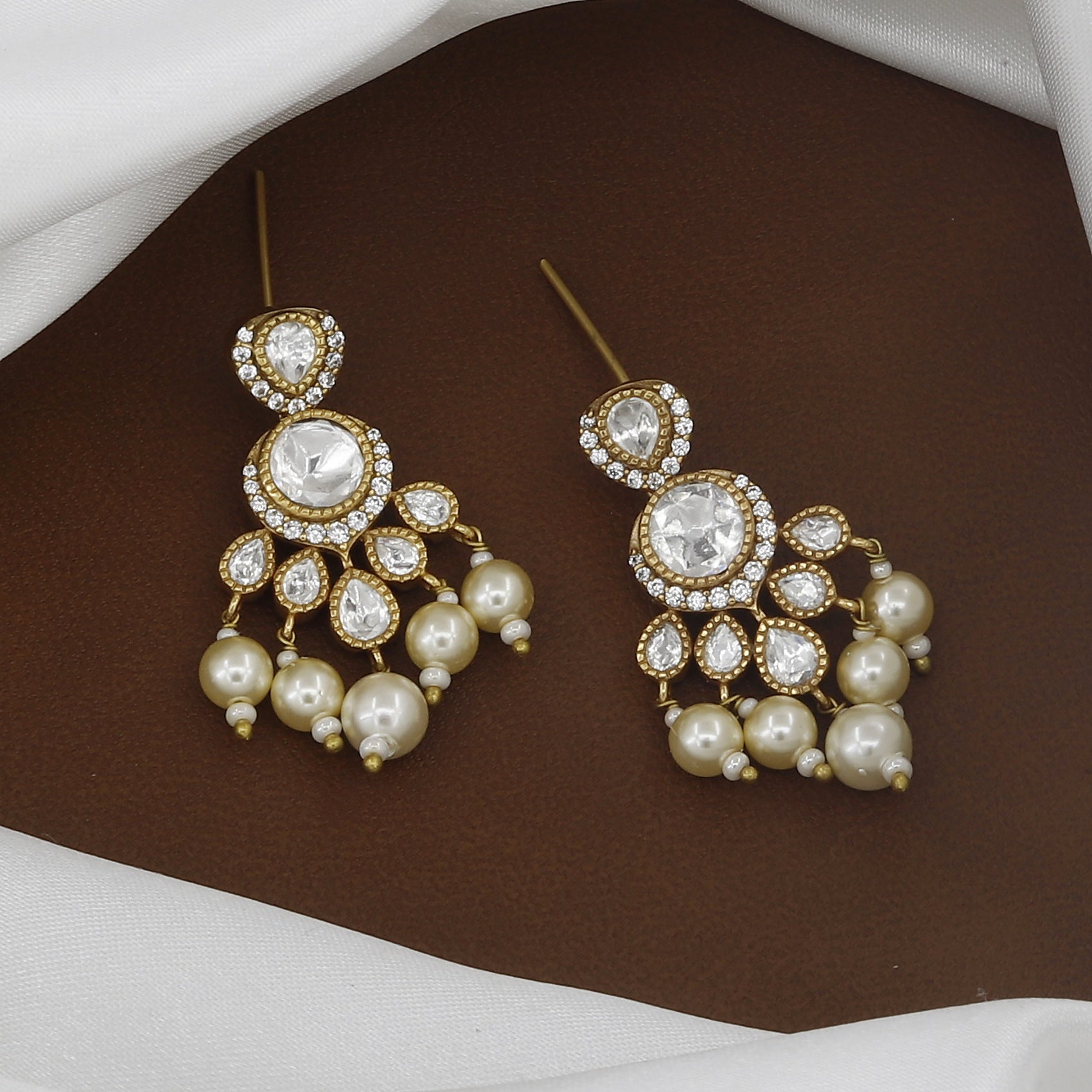 Victorian Polished Designer Polki Necklace And Earrings