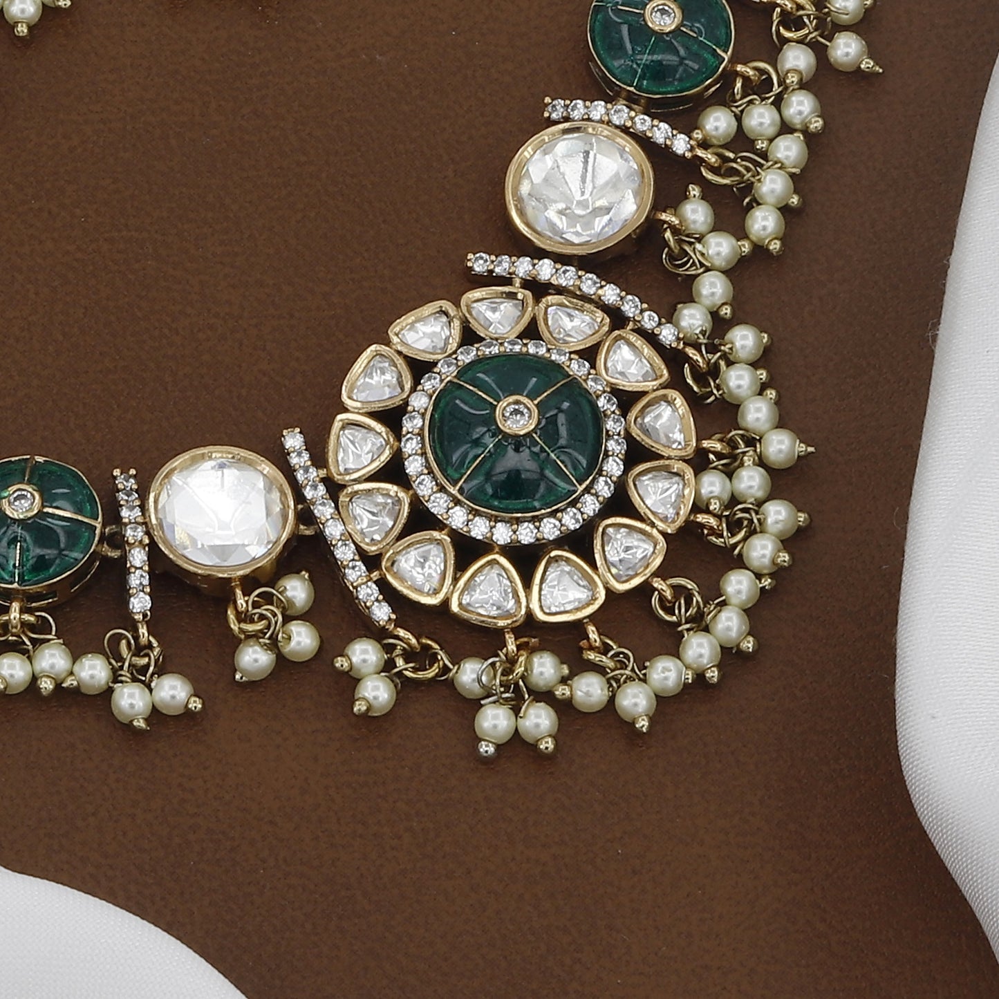 Victorian Polished Meenakari Kundan Polki Necklace Set