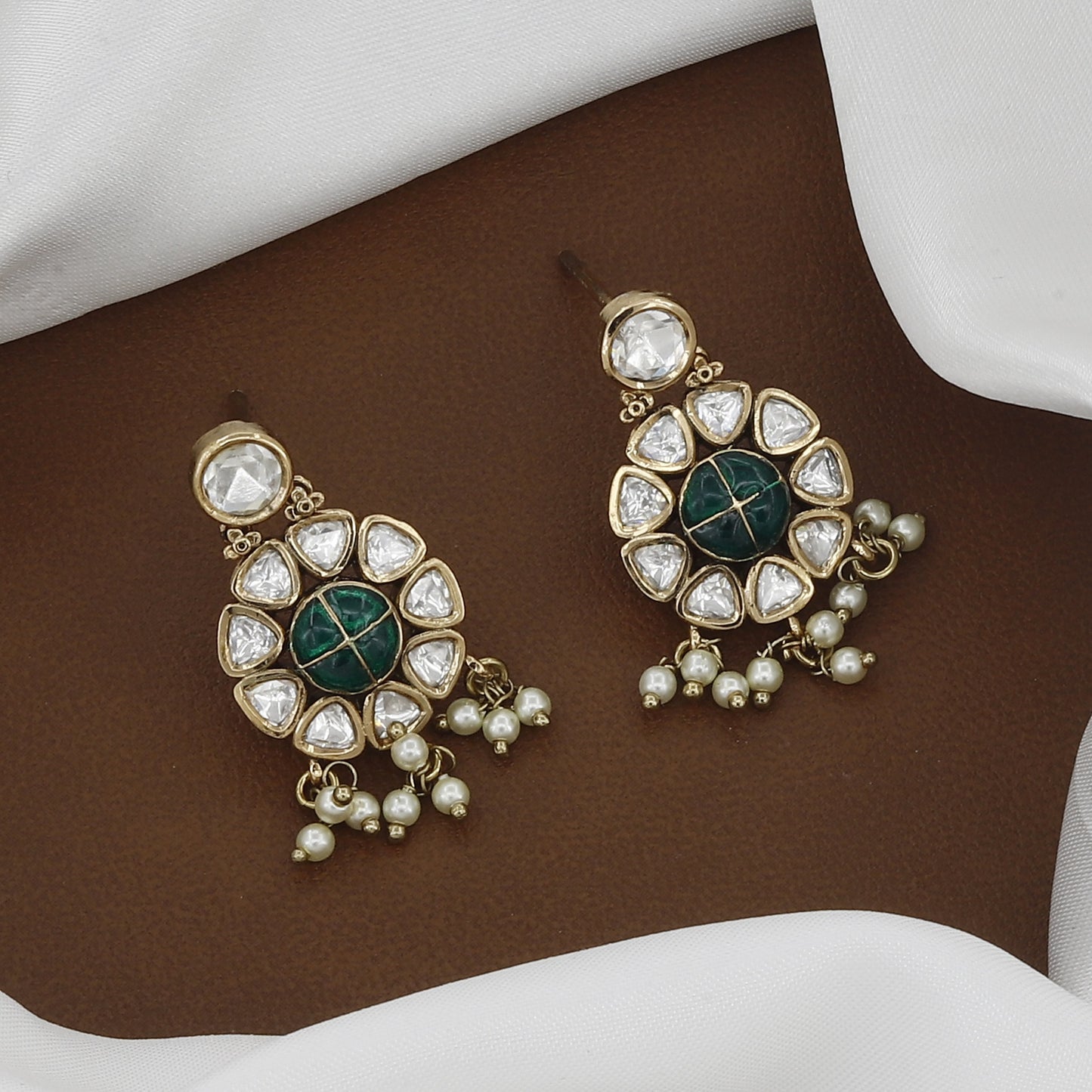 Victorian Polished Meenakari Kundan Polki Necklace Set