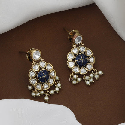 Mehndi Polished Meenakari Kundan Polki Necklace Set