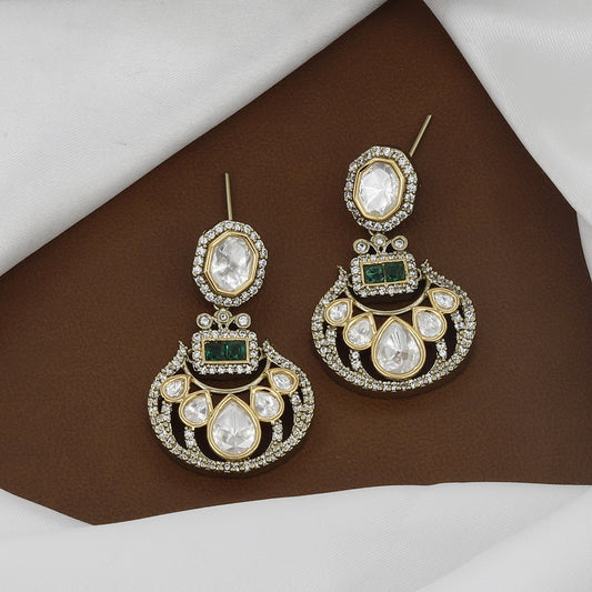 Victorian Polished Heavy Designer Polki & Stone Necklace Set