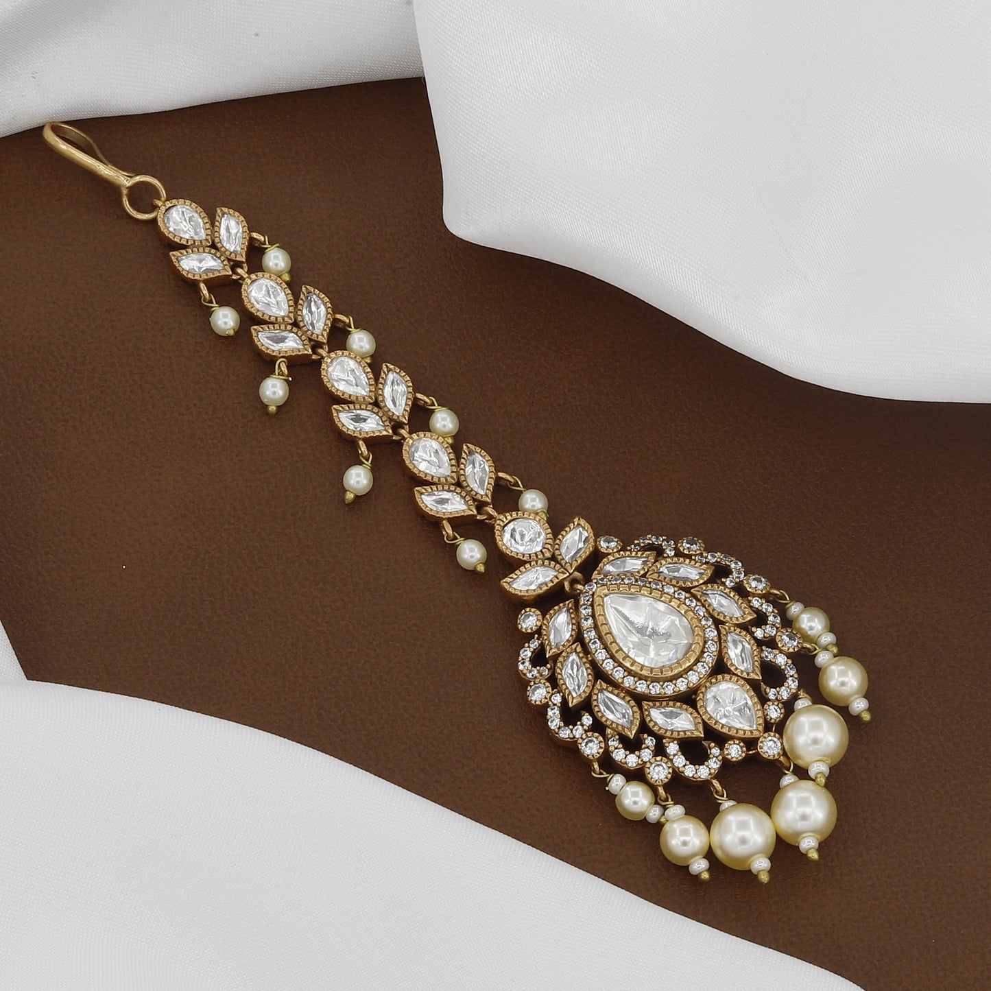 Victorian Polished Kundan Polki Maang Tikka with Colors