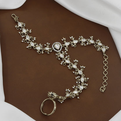 Antique Kundan & Pearl Hath Panja for Weddings