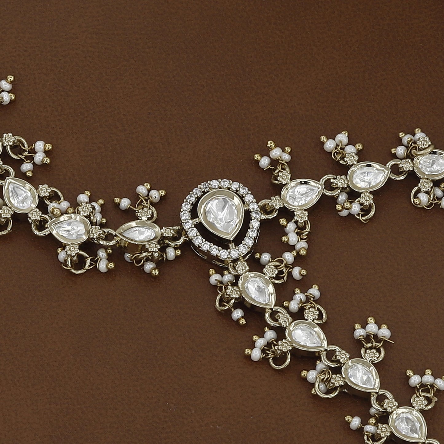 Antique Kundan & Pearl Hath Panja for Weddings