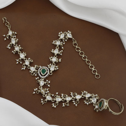 Antique Kundan & Pearl Hath Panja for Weddings